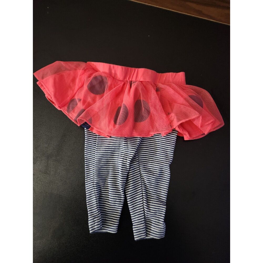 Carter's Baby Girl 3M Tutu Skirt Leggings Black Stripe Pink Polka Dot
